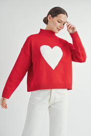 Red & White Heart Sweater I ABES7510 I SHIP 10/03/24