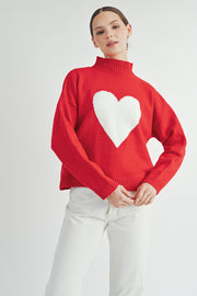 Red & White Heart Sweater I ABES7510 I SHIP 10/03/24