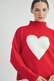 Red & White Heart Sweater I ABES7510 I SHIP 10/03/24