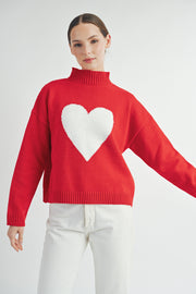 Red & White Heart Sweater I ABES7510 I SHIP 10/03/24