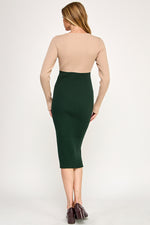 Load image into Gallery viewer, Color Block Ribbed Knit Midi Dress with Side Slit | ABES7513 | SML/222
