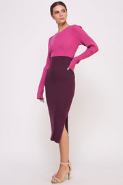 Color Block Knitted Midi Dress I ABES7513