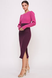 Color Block Knitted Midi Dress I ABES7513