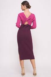Color Block Knitted Midi Dress I ABES7513