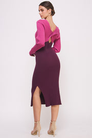 Color Block Knitted Midi Dress I ABES7513