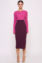 Color Block Knitted Midi Dress I ABES7513