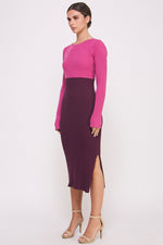 Load image into Gallery viewer, Color Block Knitted Midi Dress I ABES7513
