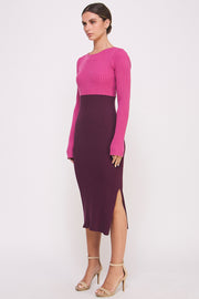 Color Block Knitted Midi Dress I ABES7513