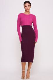 Color Block Knitted Midi Dress I ABES7513