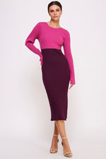 Load image into Gallery viewer, Color Block Knitted Midi Dress I ABES7513

