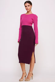 Color Block Knitted Midi Dress I ABES7513