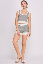 Sweater Tank Top & Short Set | ABES7539 BLUE