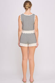 Sweater Tank Top & Short Set | ABES7539 BLUE