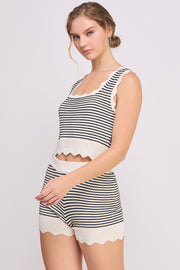 Sweater Tank Top & Short Set | ABES7539 BLUE