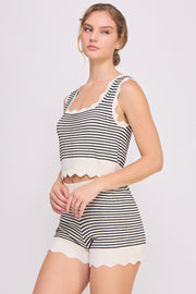 Sweater Tank Top & Short Set | ABES7539 BLUE