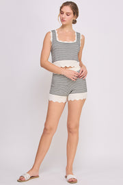 Sweater Tank Top & Short Set | ABES7539 BLUE