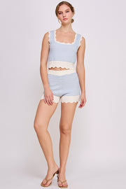 Sweater Tank Top & Short Set | ABES7539 BLUE