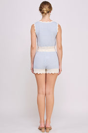 Sweater Tank Top & Short Set | ABES7539 BLUE
