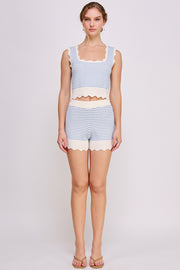 Sweater Tank Top & Short Set | ABES7539 BLUE