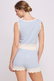 Sweater Tank Top & Short Set | ABES7539 BLUE