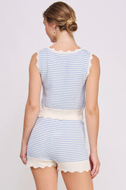 Sweater Tank Top & Short Set | ABES7539 BLUE
