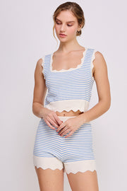 Sweater Tank Top & Short Set | ABES7539 BLUE