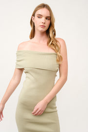 Off-Shoulder Ribbed Knit Dress  I ABES7543 I SHIP 03/31/25