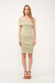 Off-Shoulder Ribbed Knit Dress  I ABES7543 I SHIP 03/31/25