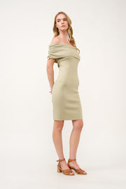 Off-Shoulder Ribbed Knit Dress  I ABES7543 I SHIP 03/31/25