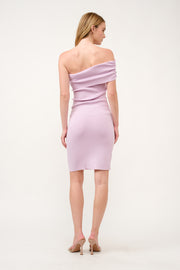 Off-Shoulder Ribbed Knit Dress  I ABES7543 I SHIP 03/31/25