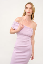 Off-Shoulder Ribbed Knit Dress  I ABES7543 I SHIP 03/31/25