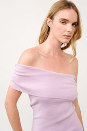 Off-Shoulder Ribbed Knit Dress  I ABES7543 I SHIP 03/31/25