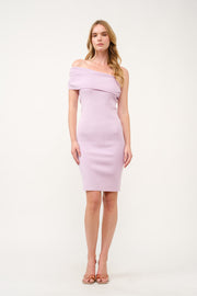Off-Shoulder Ribbed Knit Dress  I ABES7543 I SHIP 03/31/25