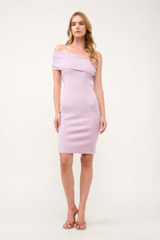 Off-Shoulder Ribbed Knit Dress  I ABES7543 I SHIP 03/31/25