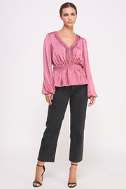 V-NECK Long Sleeve Blouse I ABET7516 I SHIP 09/18/24