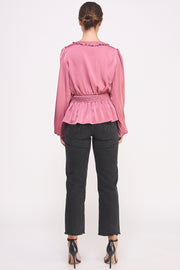 V-NECK Long Sleeve Blouse I ABET7516 I SHIP 09/18/24