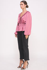 V-NECK Long Sleeve Blouse I ABET7516 I SHIP 09/18/24