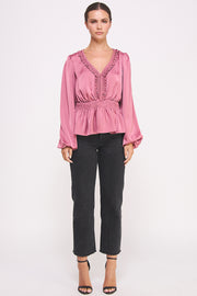 V-NECK Long Sleeve Blouse I ABET7516 I SHIP 09/18/24