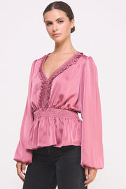 V-NECK Long Sleeve Blouse I ABET7516 I SHIP 09/18/24