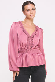 V-NECK Long Sleeve Blouse I ABET7516 I SHIP 09/18/24