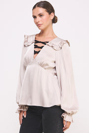Satin Long Sleeve Blouse I ABET7517 I SHIP 09/11/24