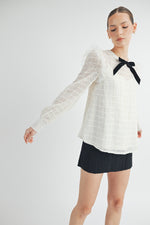 Load image into Gallery viewer, Sheer Top with Bow Detail I ABET7518
