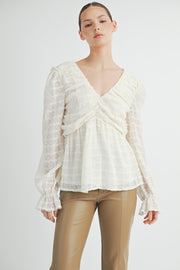 V-NECK LONG SLEEVES BLOUSE I ABET7519