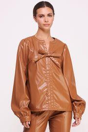 Faux Leather Long Sleeve top I ABET7528 I SHIP 10/03/24