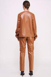 Faux Leather Long Sleeve top I ABET7528 I SHIP 10/03/24