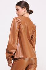 Load image into Gallery viewer, Faux Leather Long Sleeve top I ABET7528 I SHIP 10/03/24

