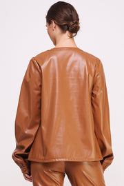 Faux Leather Long Sleeve top I ABET7528 I SHIP 10/03/24