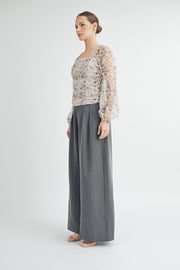 Long-Sleeve Mesh Ruched Top I ABET7532 I SHIP 09/11/24