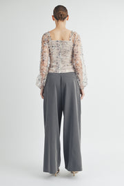 Long-Sleeve Mesh Ruched Top I ABET7532 I SHIP 09/11/24