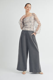 Long-Sleeve Mesh Ruched Top I ABET7532 I SHIP 09/11/24